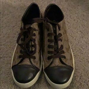 Coach C sneakers. Brown and dark brown.